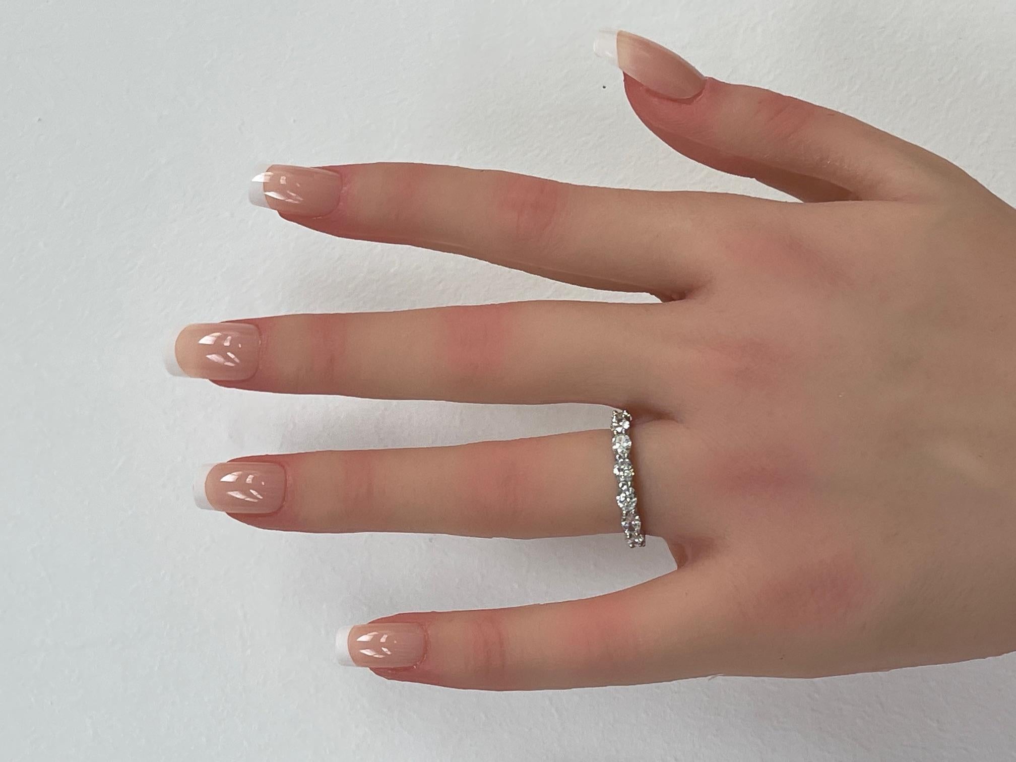 1 1/3 CTW. Oval Cut Diamond Half Eternity Band in Platinum For Sale 2