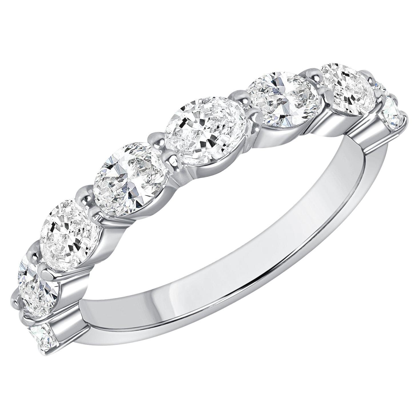 1 1/3 CTW. Oval Cut Diamond Half Eternity Band in Platinum