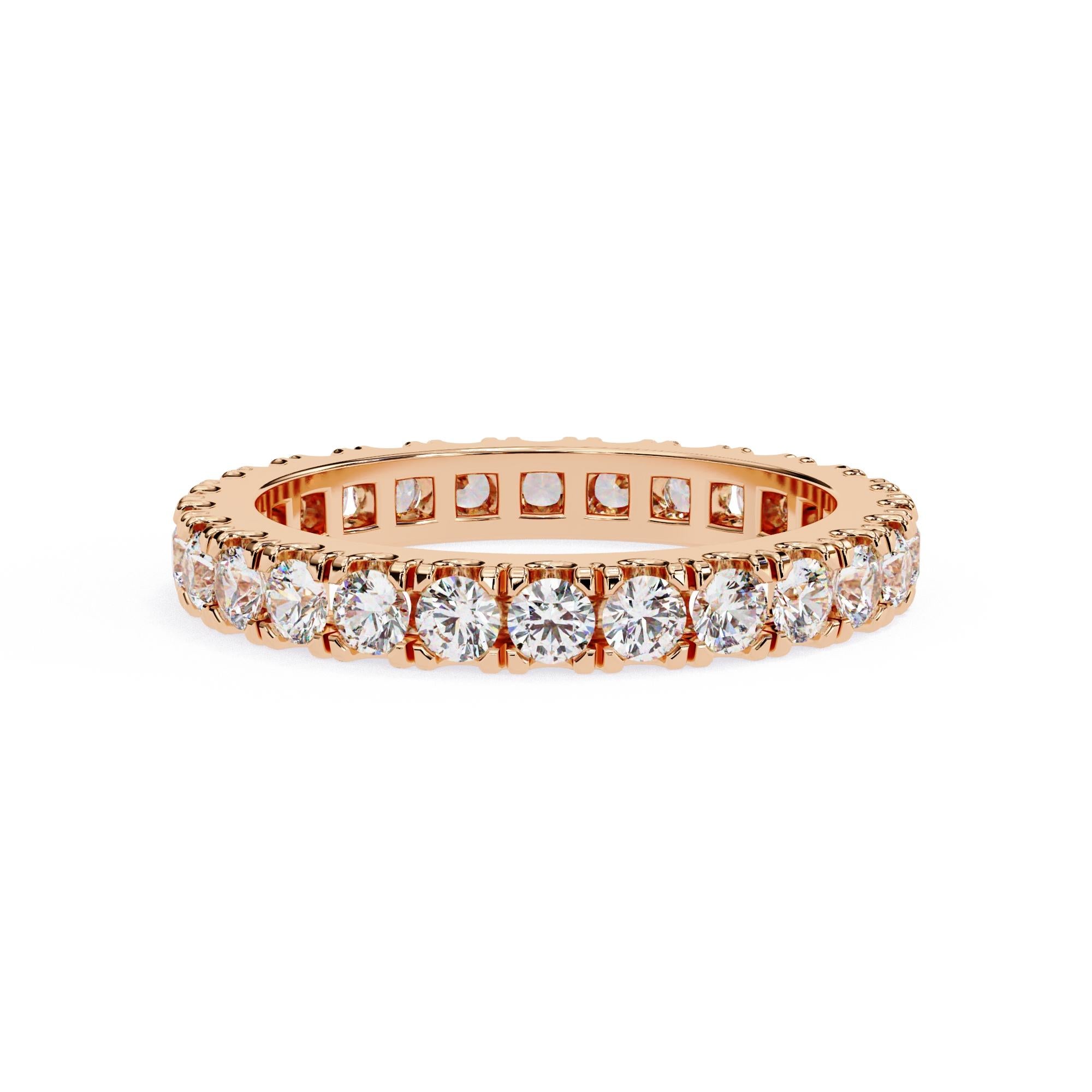 Alliance d'éternité en or massif 14 carats avec diamants ronds de 1 1/3 carat en vente 4