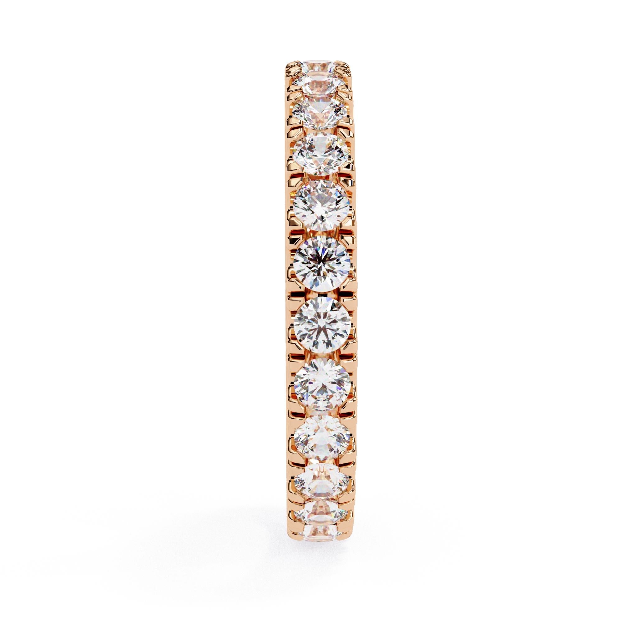 Alliance d'éternité en or massif 14 carats avec diamants ronds de 1 1/3 carat en vente 5