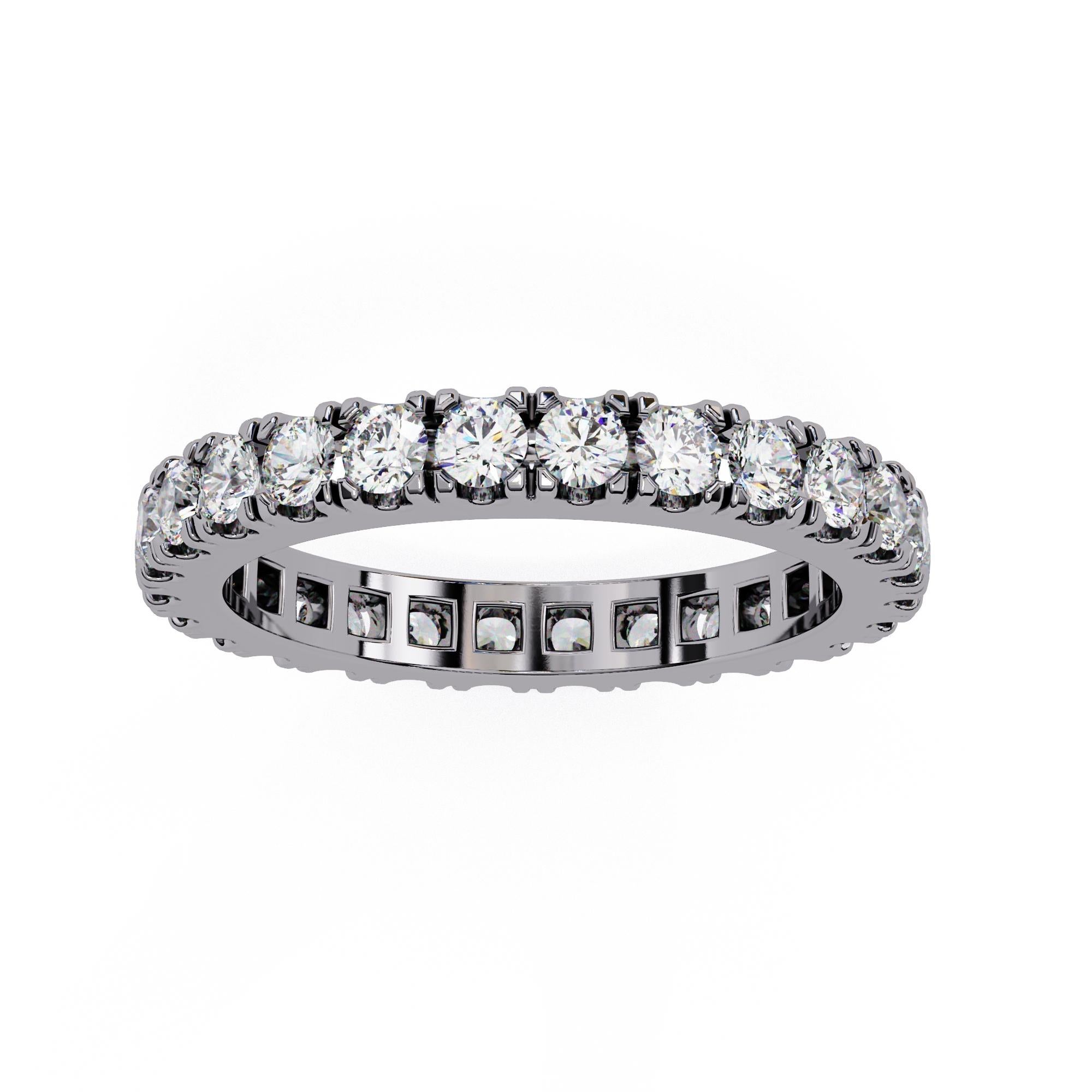 Alliance d'éternité en or massif 14 carats avec diamants ronds de 1 1/3 carat en vente 6