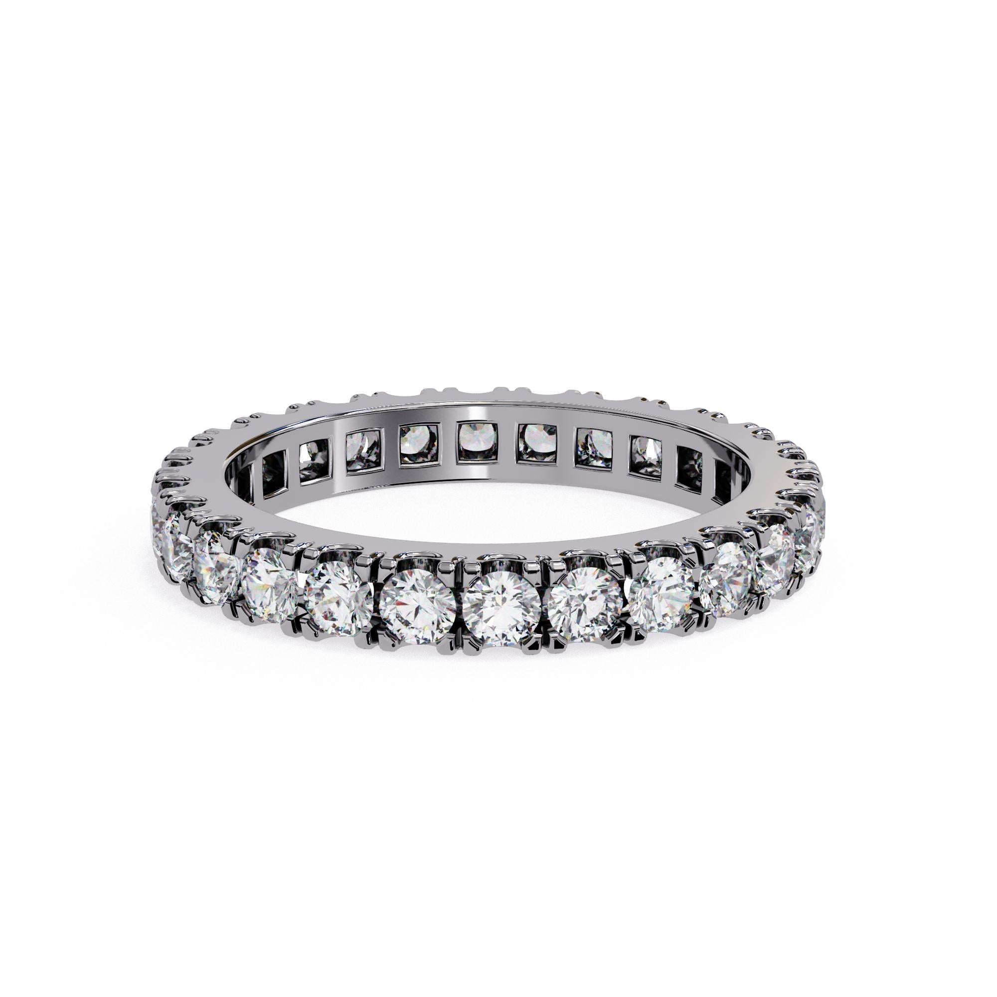 Alliance d'éternité en or massif 14 carats avec diamants ronds de 1 1/3 carat en vente 7
