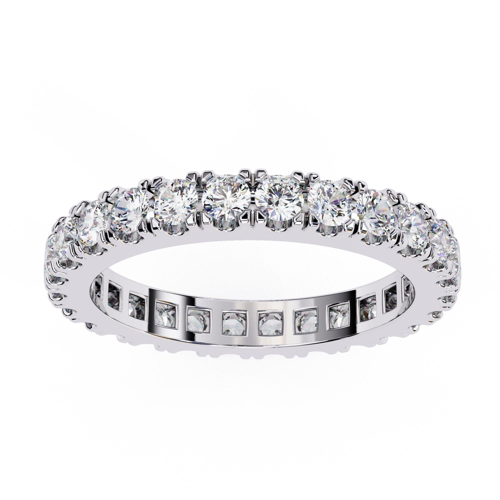 Contemporain Alliance d'éternité en or massif 14 carats avec diamants ronds de 1 1/3 carat en vente