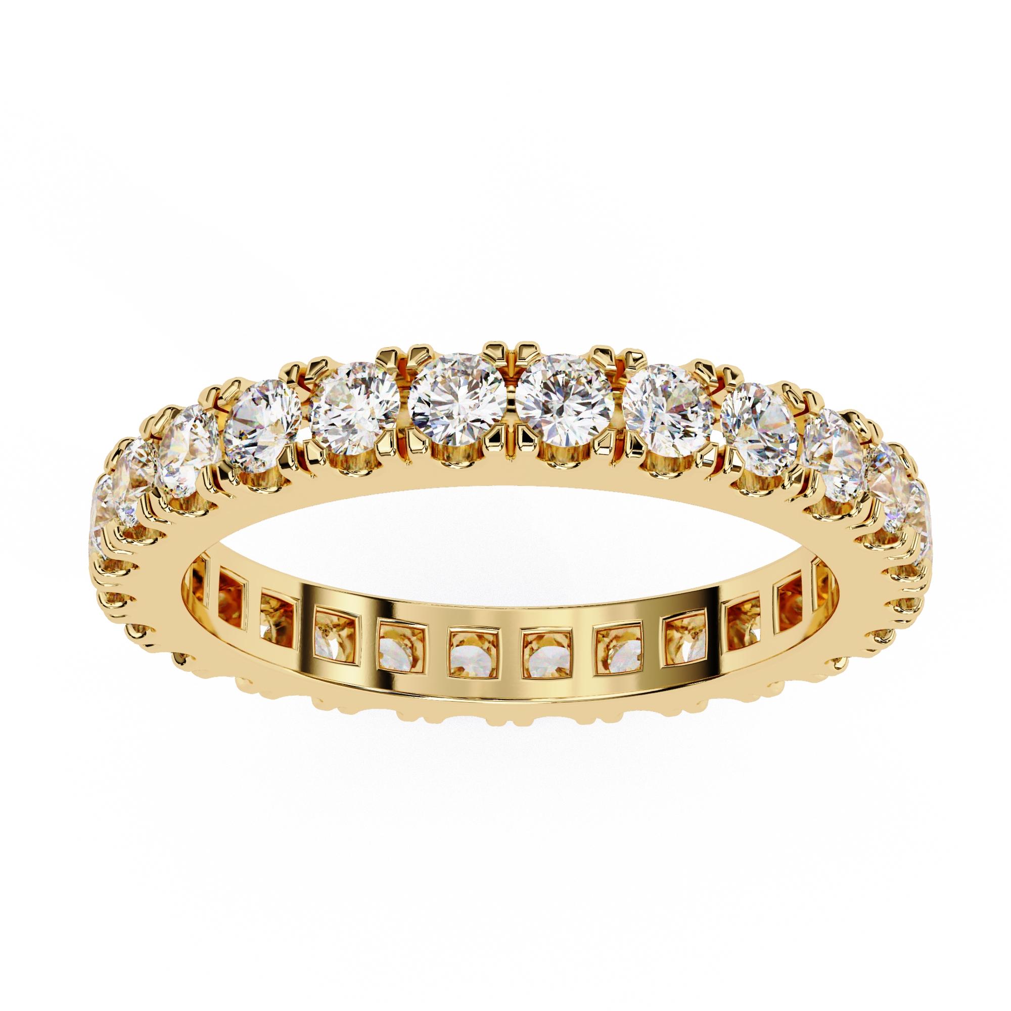 Alliance d'éternité en or massif 14 carats avec diamants ronds de 1 1/3 carat en vente 1