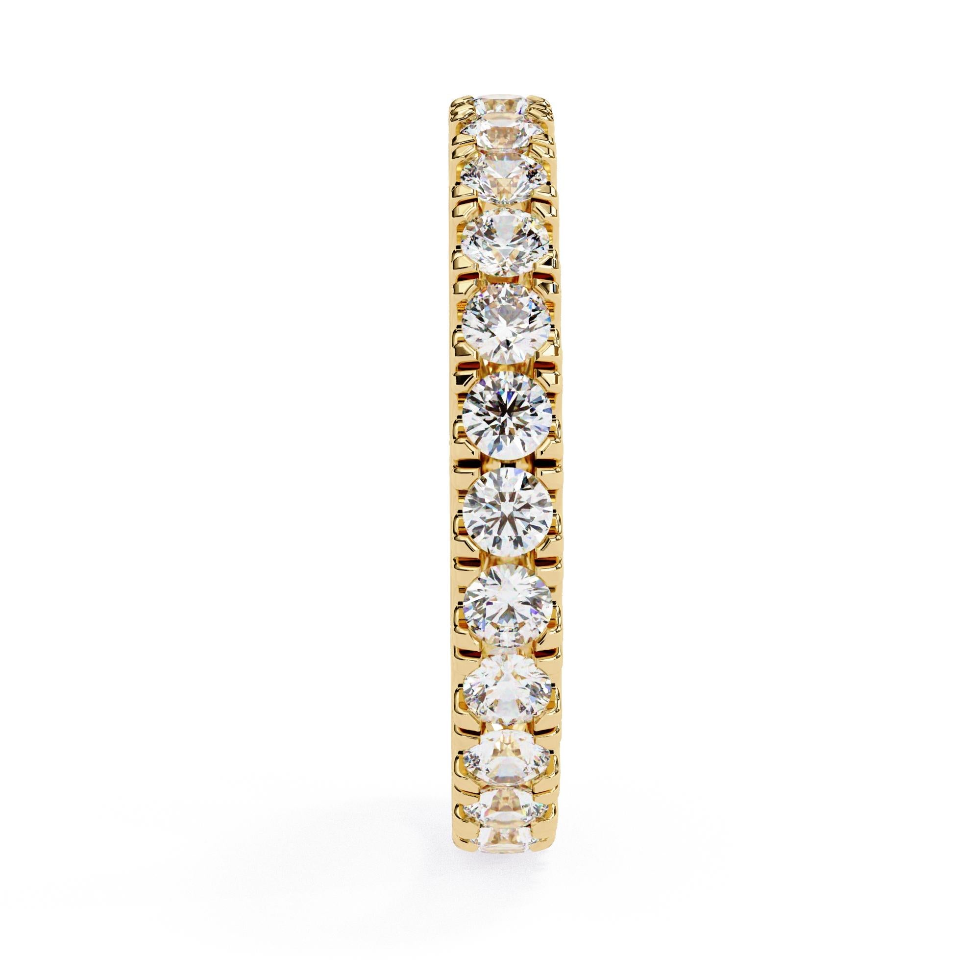 Alliance d'éternité en or massif 14 carats avec diamants ronds de 1 1/3 carat en vente 2