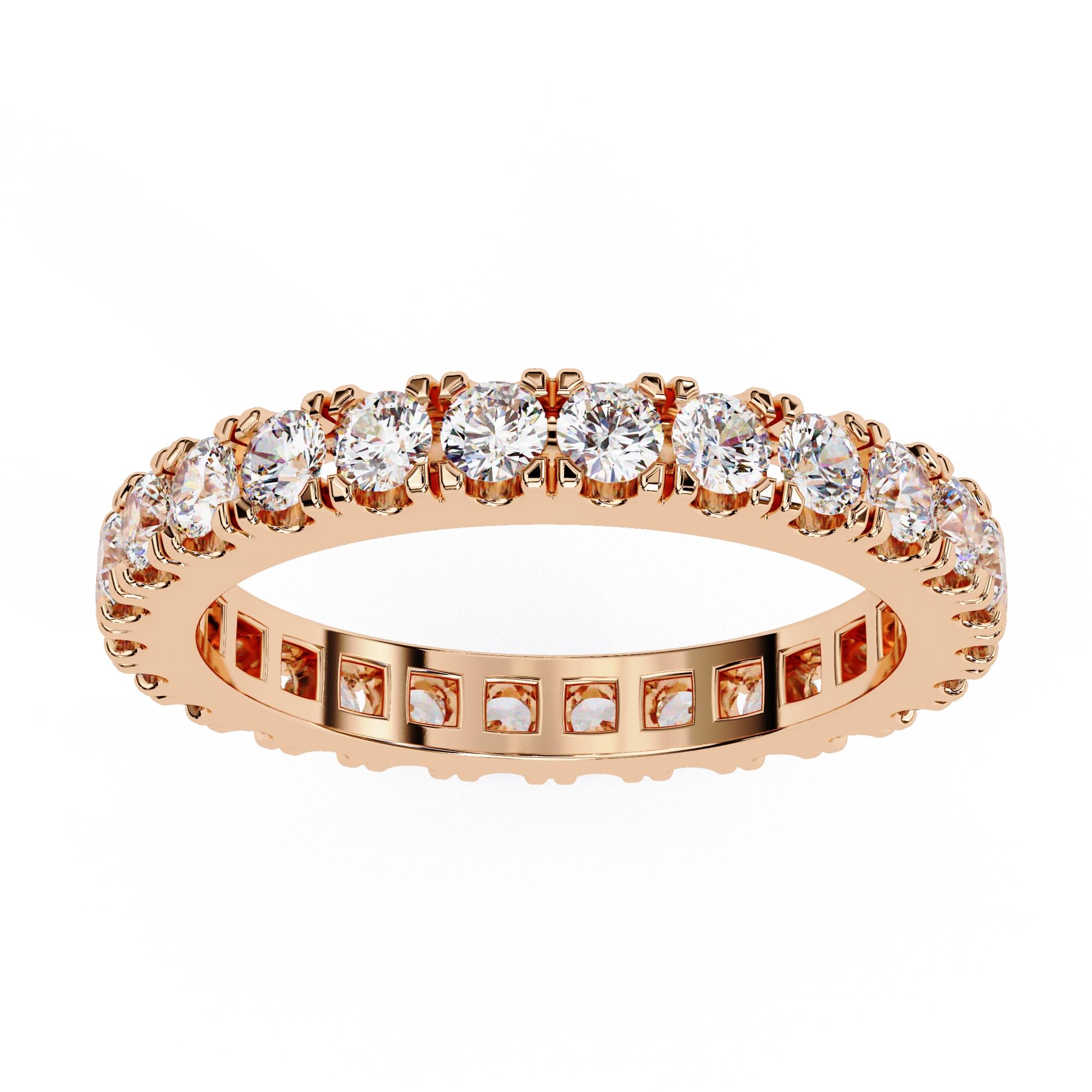 Alliance d'éternité en or massif 14 carats avec diamants ronds de 1 1/3 carat en vente 3
