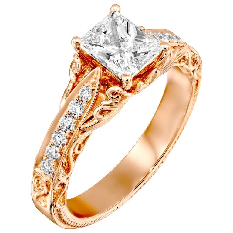 Wallpaper 1 1 4 Carat Radiant Cut Engagement Ring 18 Karat Rose Gold For Android