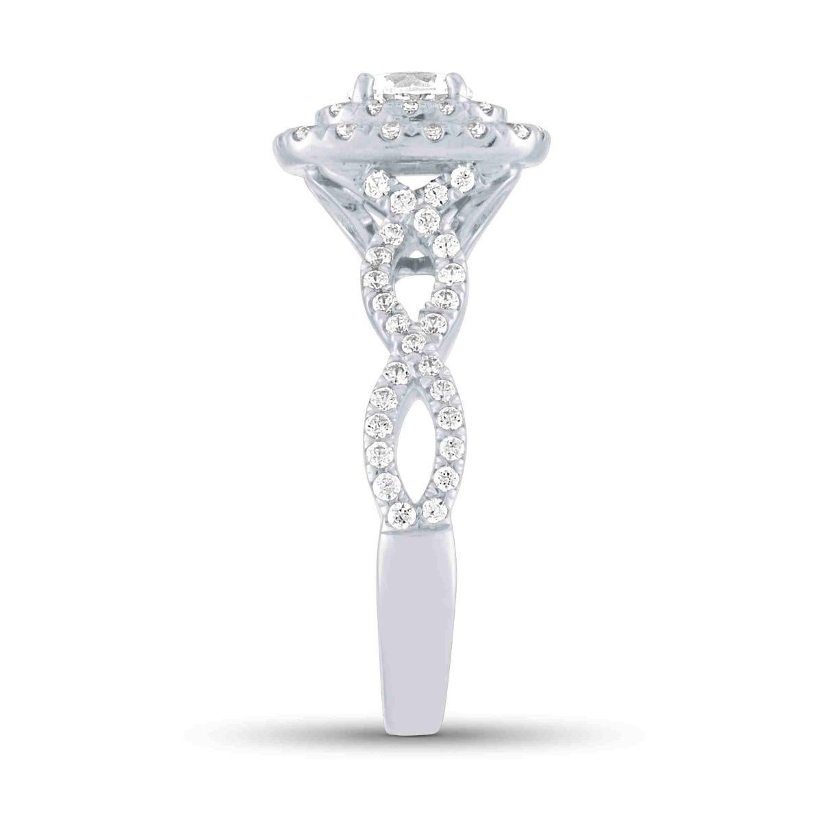 Women's 1 1/5 Carat TW Diamond Halo Engagement Ring For Sale