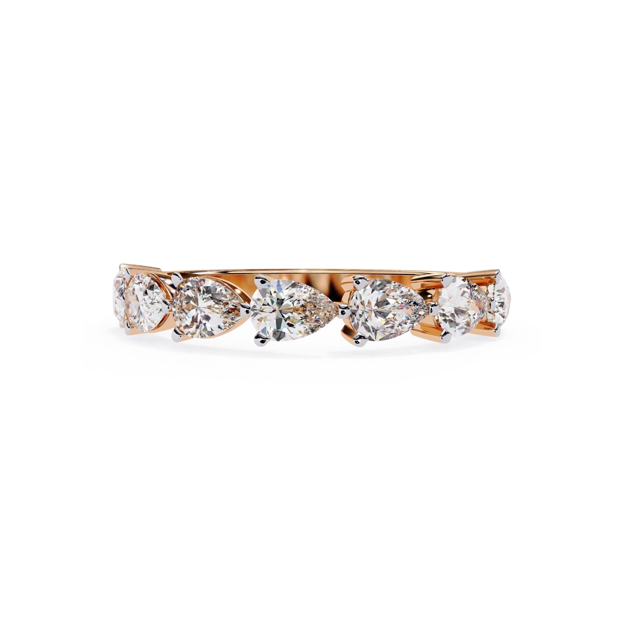 Bague en or massif 14 carats, diamant poire 1 1/5 carat, anneau en diamant poire Est-Ouest en vente 5