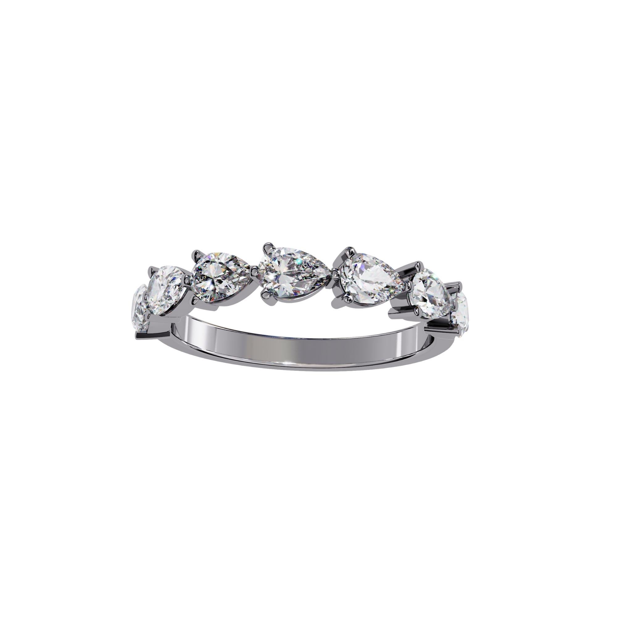 Bague en or massif 14 carats, diamant poire 1 1/5 carat, anneau en diamant poire Est-Ouest en vente 8