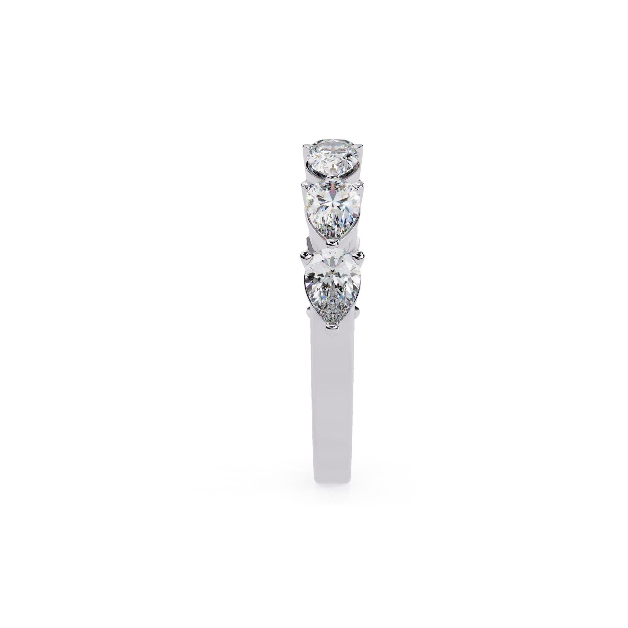 Taille poire Bague en or massif 14 carats, diamant poire 1 1/5 carat, anneau en diamant poire Est-Ouest en vente