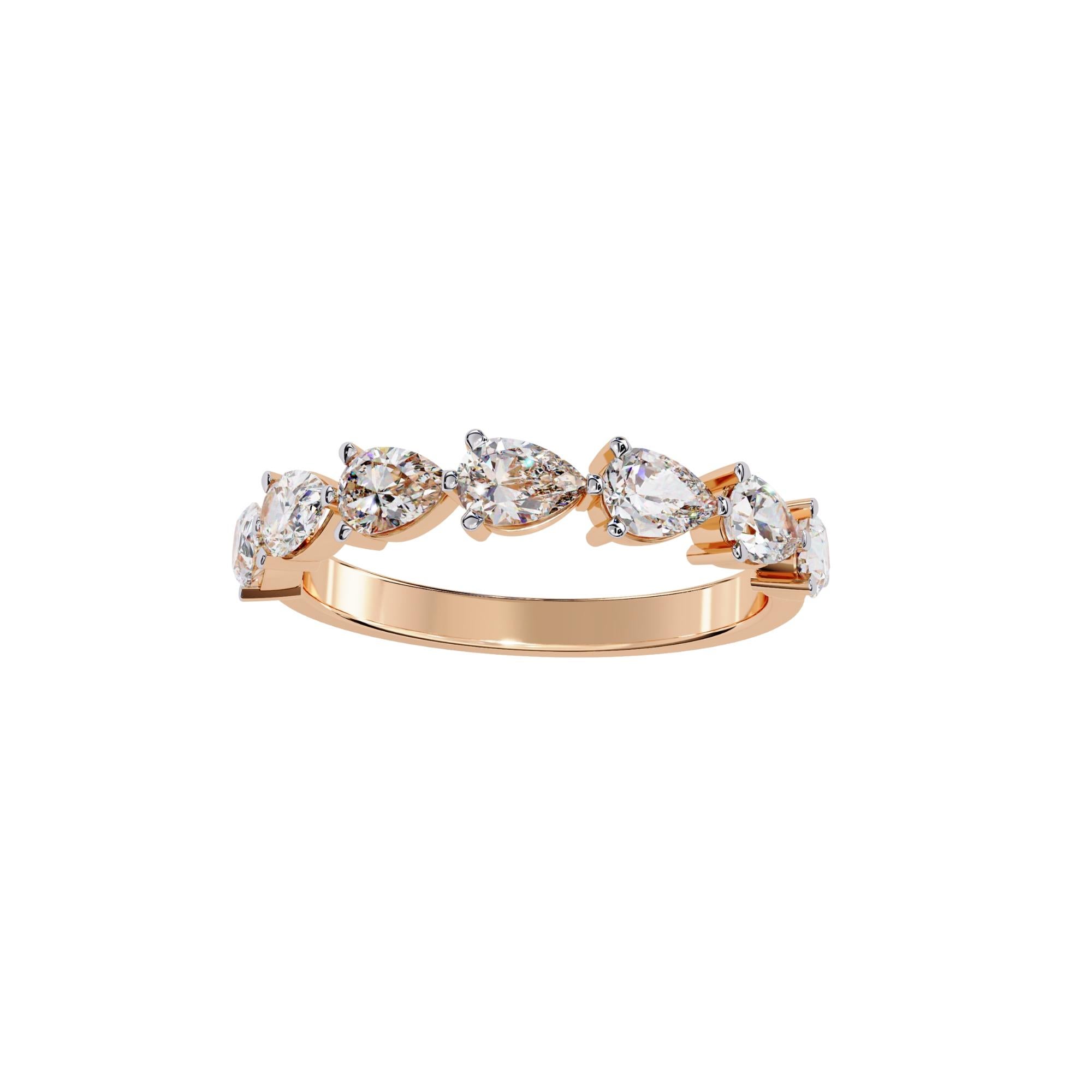 1 1/5 Ctw, Pear Diamond Ring, East West Pear Diamond Band, 14K Solid Gold, SI GH For Sale 3