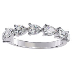 1 1/5 Ctw, Anillo de Diamantes Pera, Banda de Diamantes Pera Este Oeste, Oro Macizo 14K, SI GH