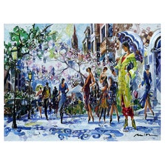 1/1 Silk Watercolor Embroidery "Impression of Blossom" by Misha Lenn. Unique Art
