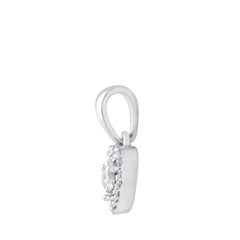 1/10 Carat Certified Round Diamond Heart Halo Pendant 14 Karat Gold