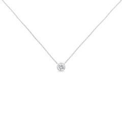 1/10 Carat Round Diamond Modern Bezel-Set Solitaire White Gold Pendant Necklace