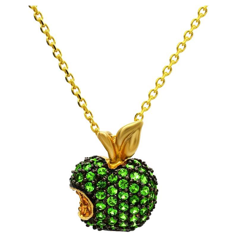 1/10 ct. Tsavorite and Yellow Sapphire Berry Pendant Necklace in 14K Yellow Gold For Sale