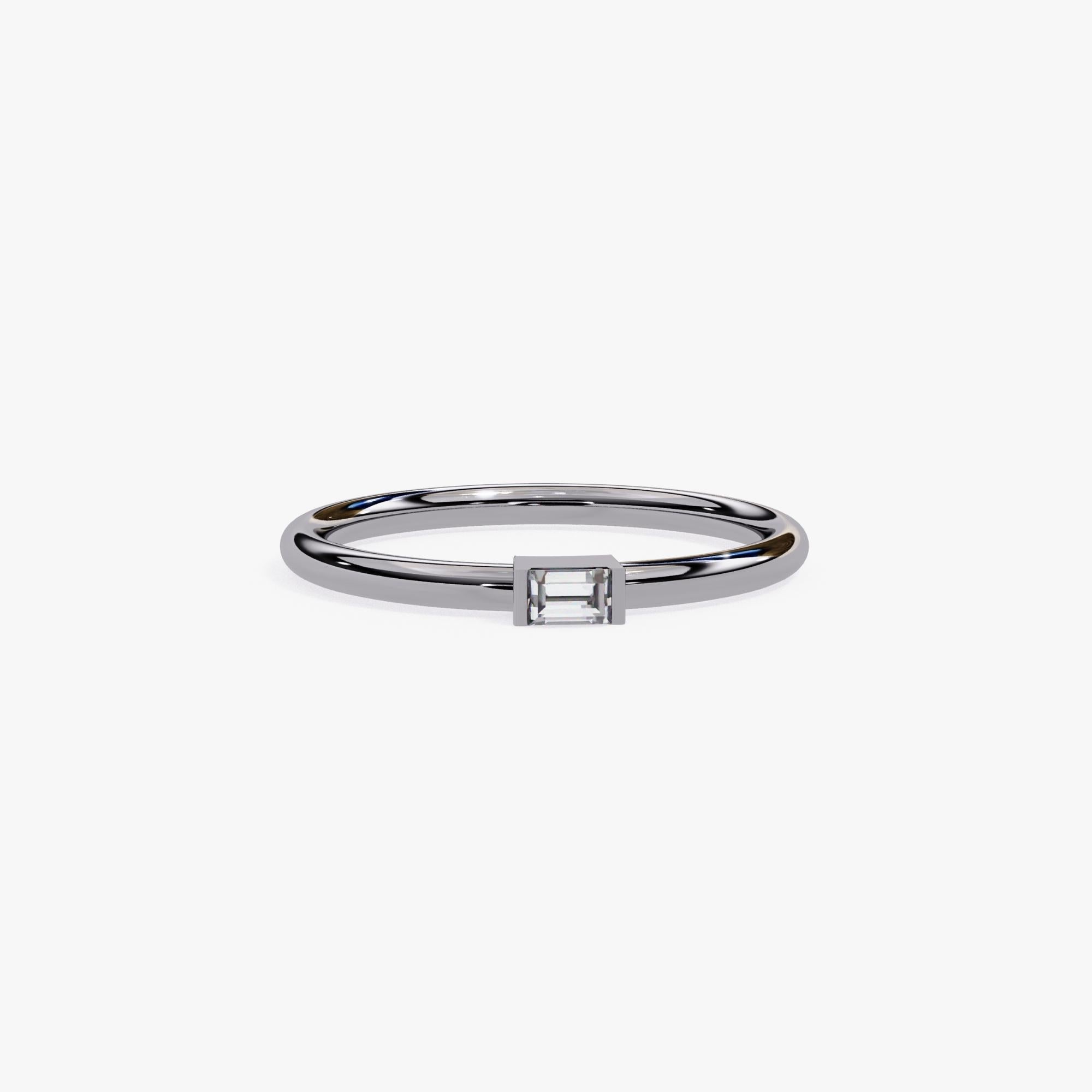 1/10 Ctw, Baguette Diamond Band, 14k Solid Gold, Bezel Diamond Ring, SI GH For Sale 4