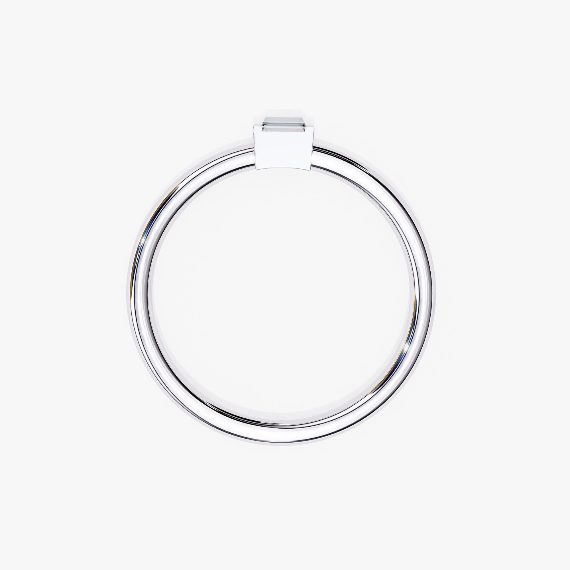 Contemporary 1/10 Ctw, Baguette Diamond Band, 14k Solid Gold, Bezel Diamond Ring, SI GH For Sale