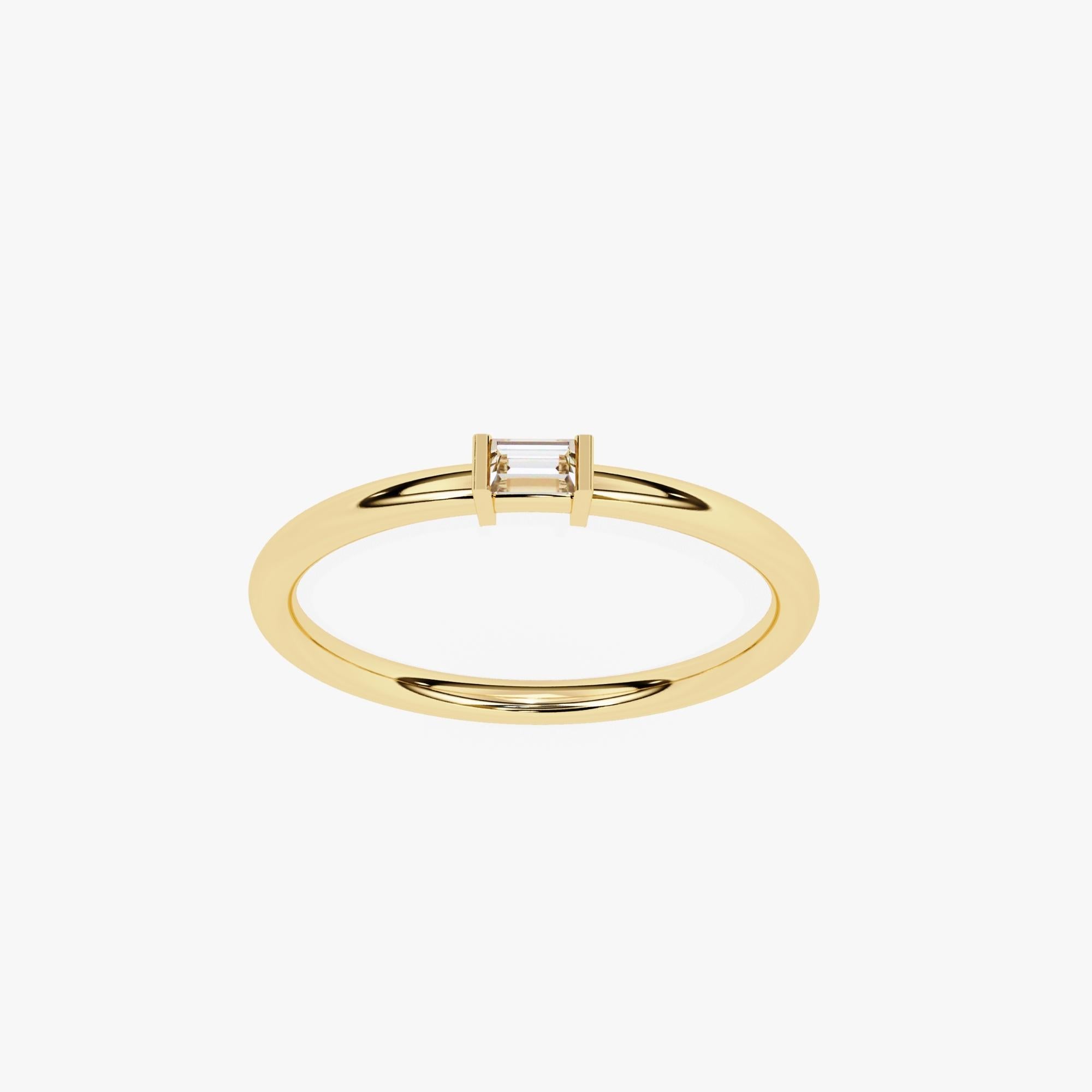1/10 Ctw, Baguette Diamond Band, 14k Solid Gold, Bezel Diamond Ring, SI GH In New Condition For Sale In New York, NY
