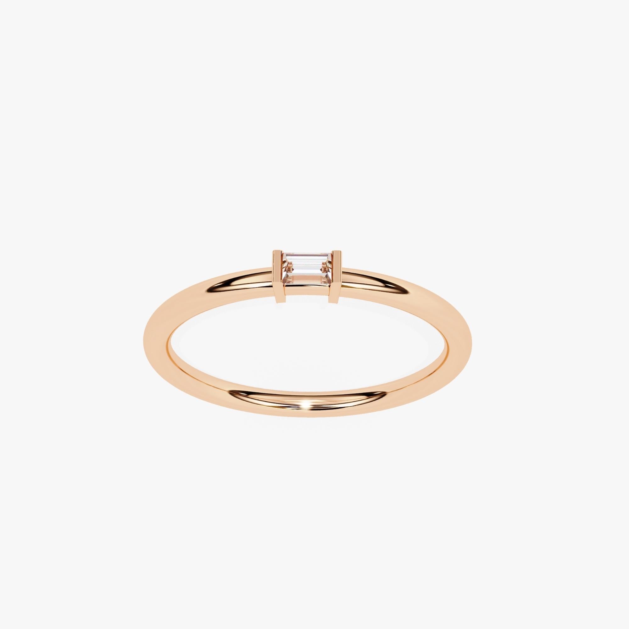 1/10 Ctw, Baguette Diamond Band, 14k Solid Gold, Bezel Diamond Ring, SI GH For Sale 1