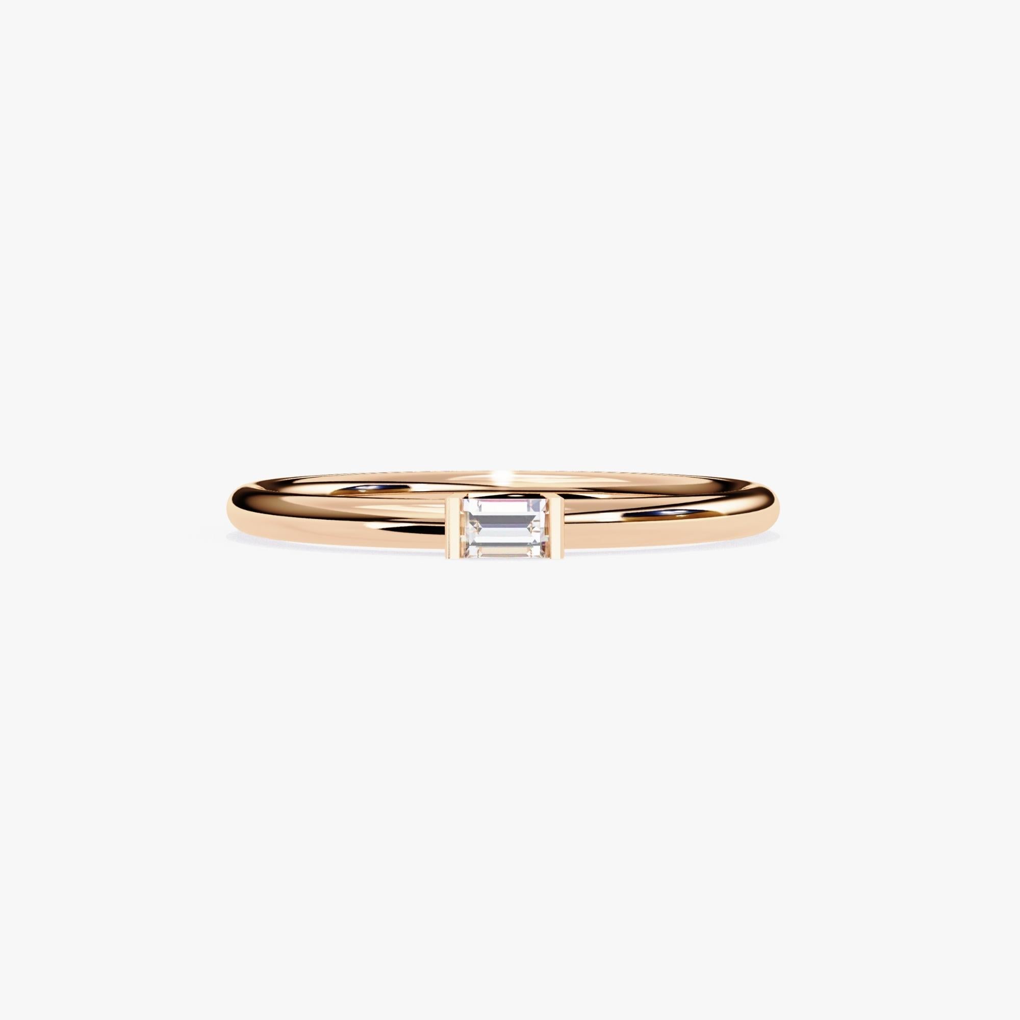 1/10 Ctw, Baguette Diamond Band, 14k Solid Gold, Bezel Diamond Ring, SI GH For Sale 2