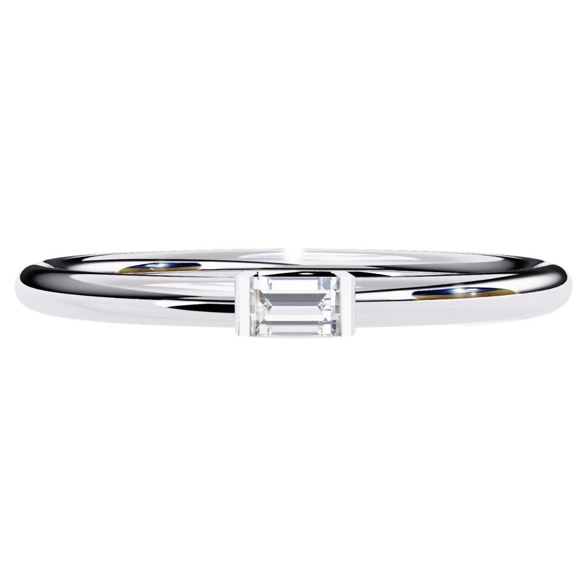 1/10 Ctw, Baguette Diamond Band, 14k Solid Gold, Bezel Diamond Ring, SI GH