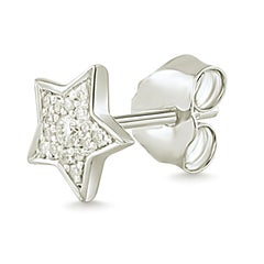 1/10 Carat Certified Diamond Star Earring in 14 Karat White Gold