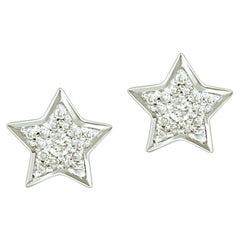 Vintage 1/10 Carat Certified Diamond Star Earring in 14 Karat White Gold