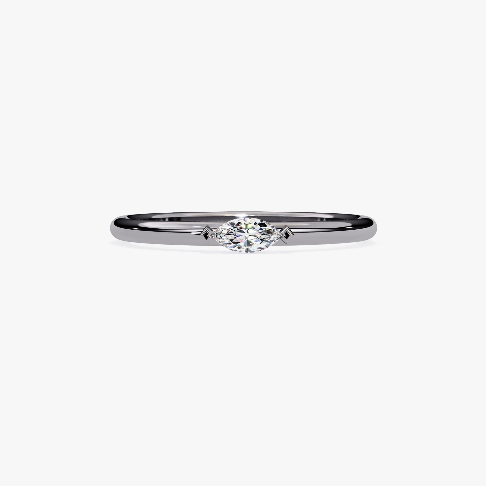 1/10 Ctw, Marquise Diamond Band, 14k Solid Gold, Bezel Diamond Ring, SI GH en vente 6