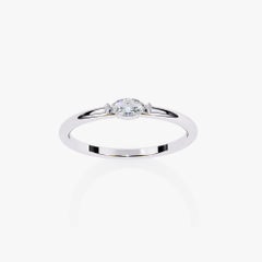 1/10 Ctw, Marquise Diamond Band, 14k Solid Gold, Bezel Diamond Ring, SI GH