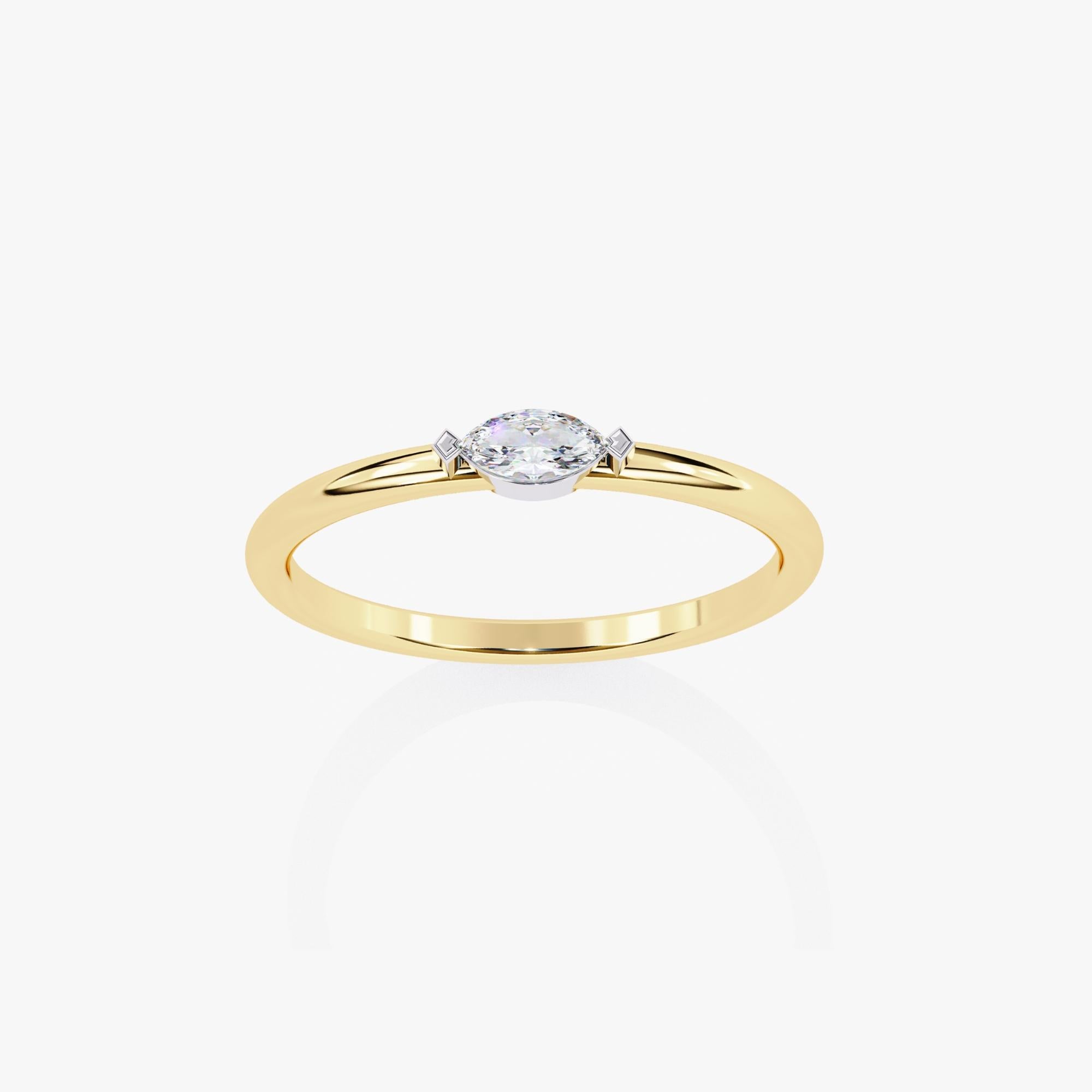Women's or Men's 1/10 Ctw, Marquise Diamond Band, 14k Solid Gold, Bezel Diamond Ring, SI GH For Sale
