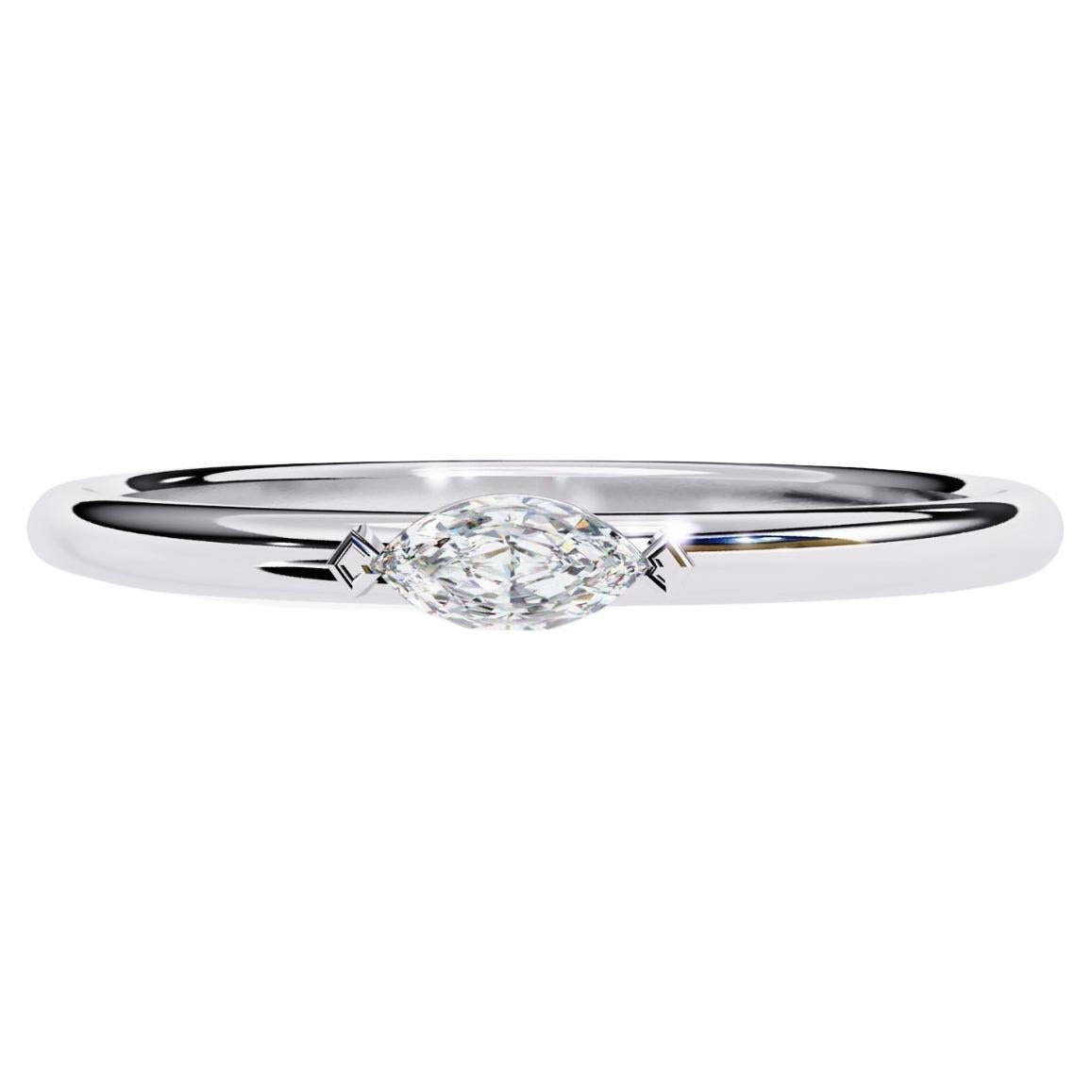1/10 Ctw, Marquise Diamond Band, 14k Solid Gold, Bezel Diamond Ring, SI GH