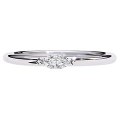 1/10 Ctw, Marquise Diamond Band, 14k Solid Gold, Bezel Diamond Ring, SI GH