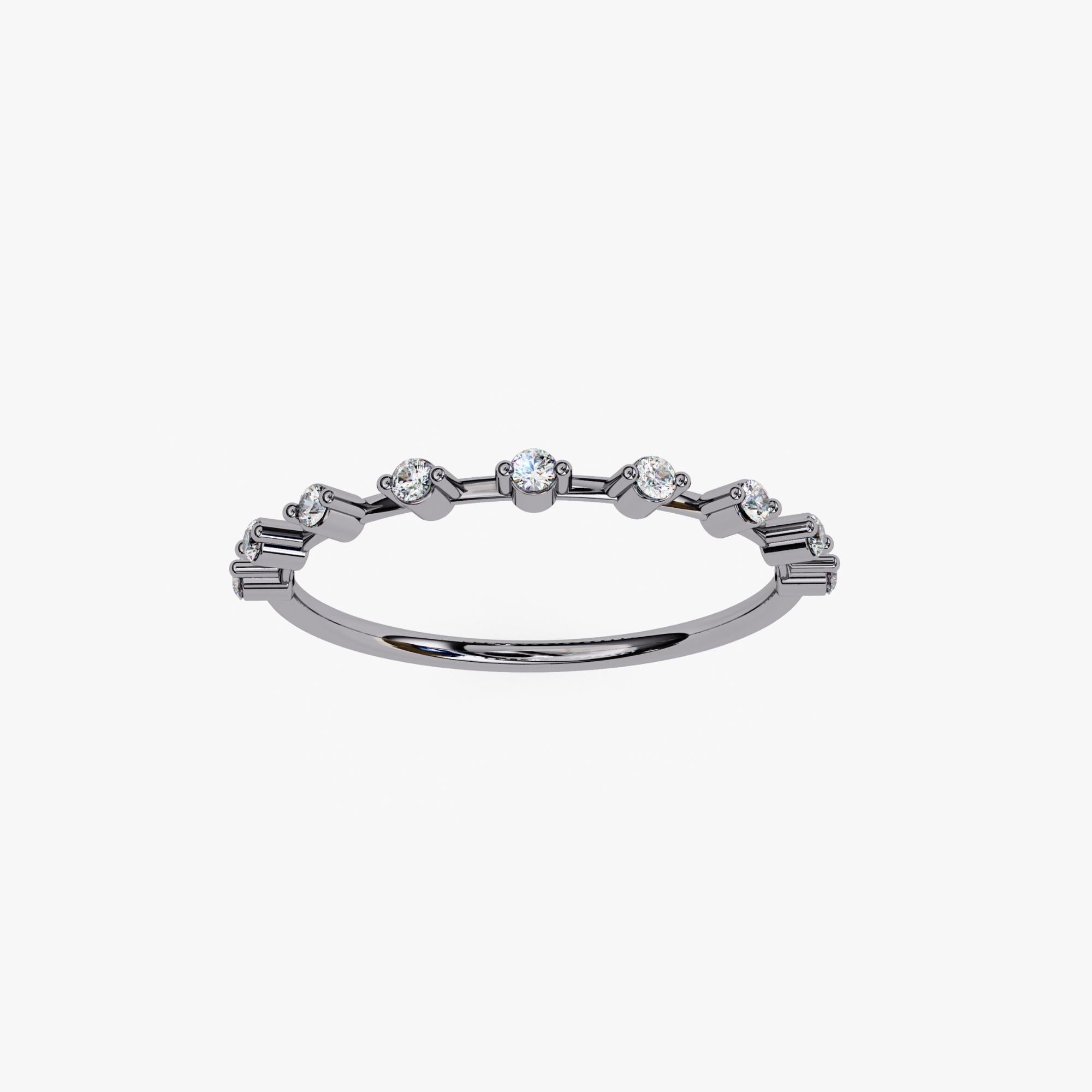 Bague empilable en or massif 14 carats avec diamants ronds de 1/10 carat poids total, SI GH en vente 7