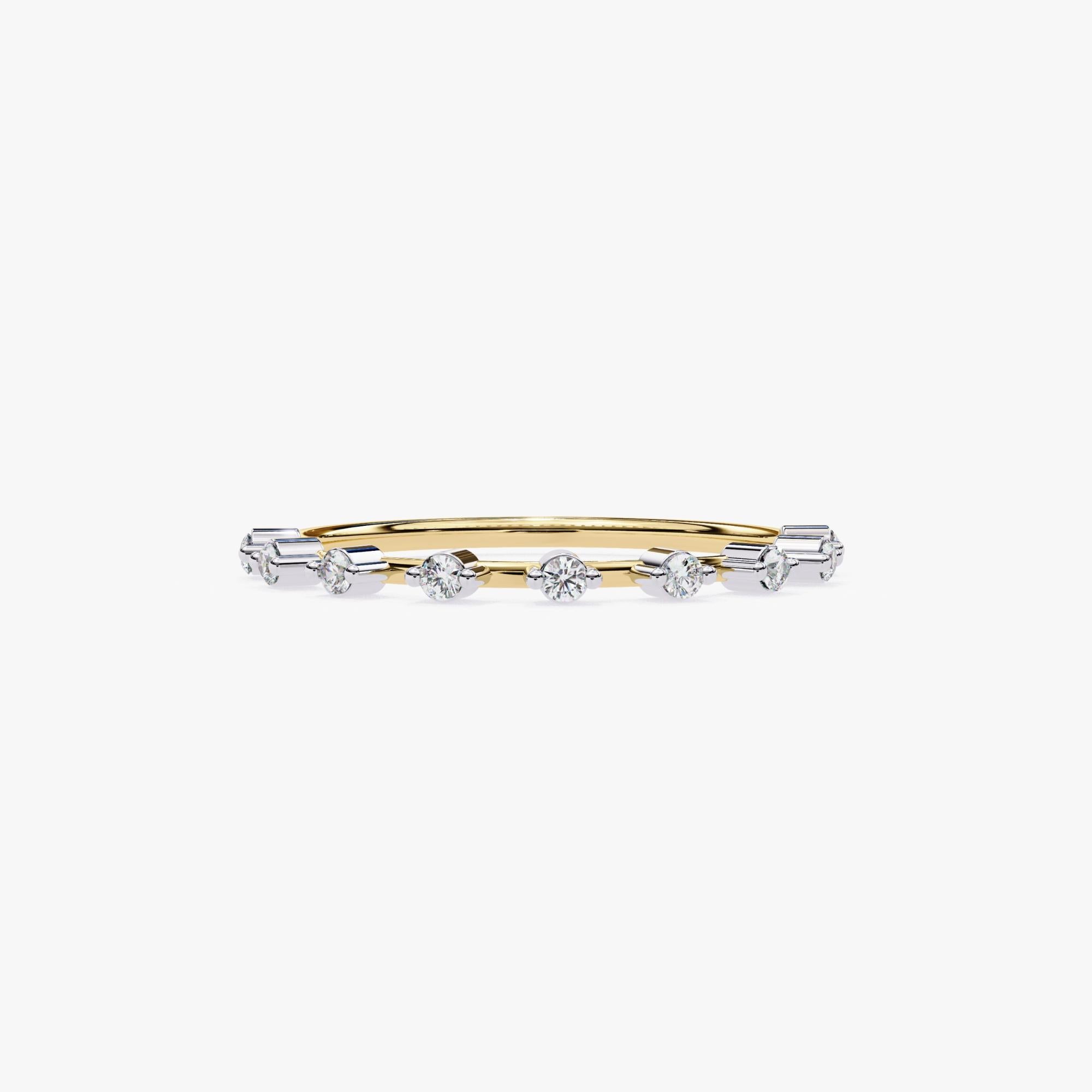 Bague empilable en or massif 14 carats avec diamants ronds de 1/10 carat poids total, SI GH Neuf - En vente à New York, NY