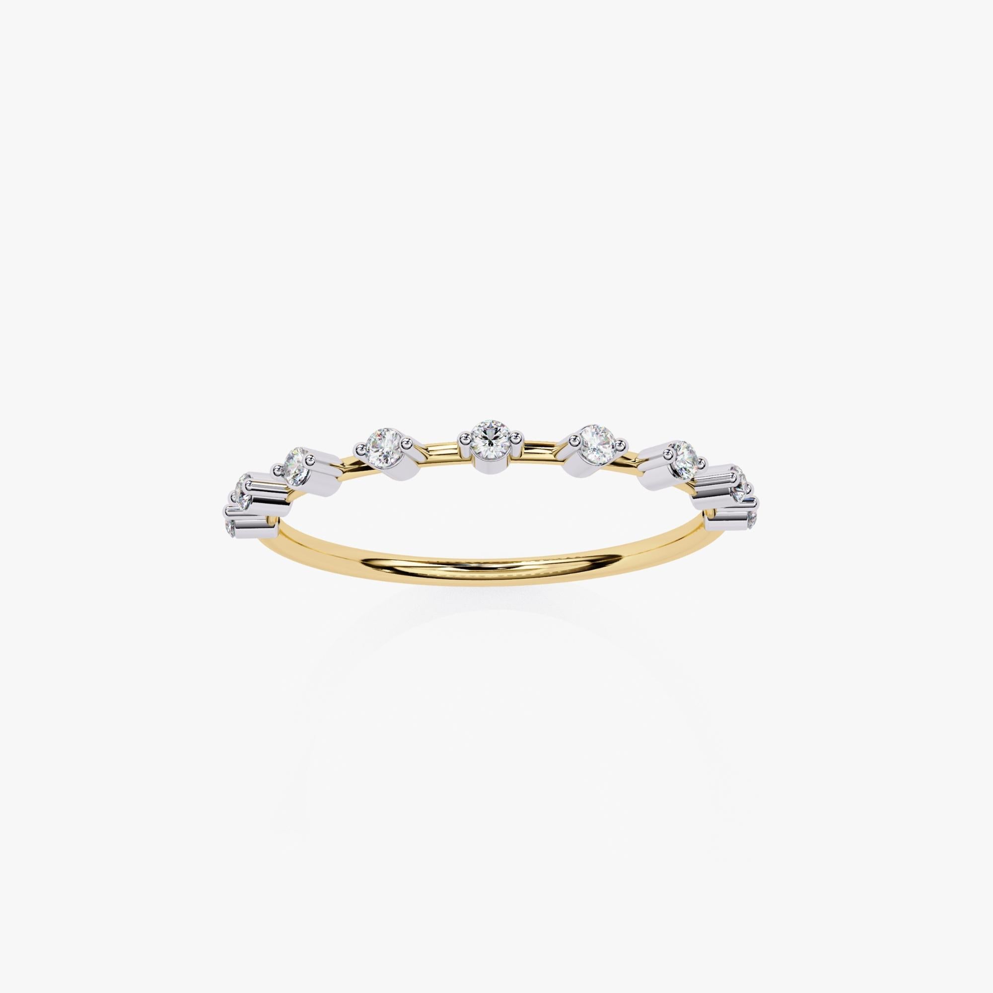 Bague empilable en or massif 14 carats avec diamants ronds de 1/10 carat poids total, SI GH Unisexe en vente