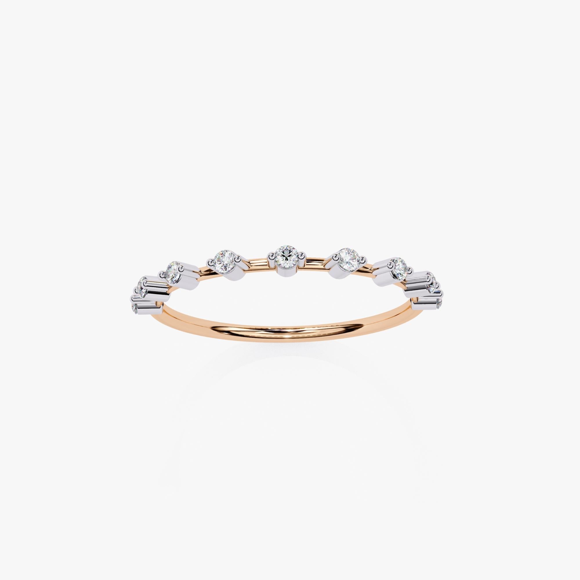 Bague empilable en or massif 14 carats avec diamants ronds de 1/10 carat poids total, SI GH en vente 3