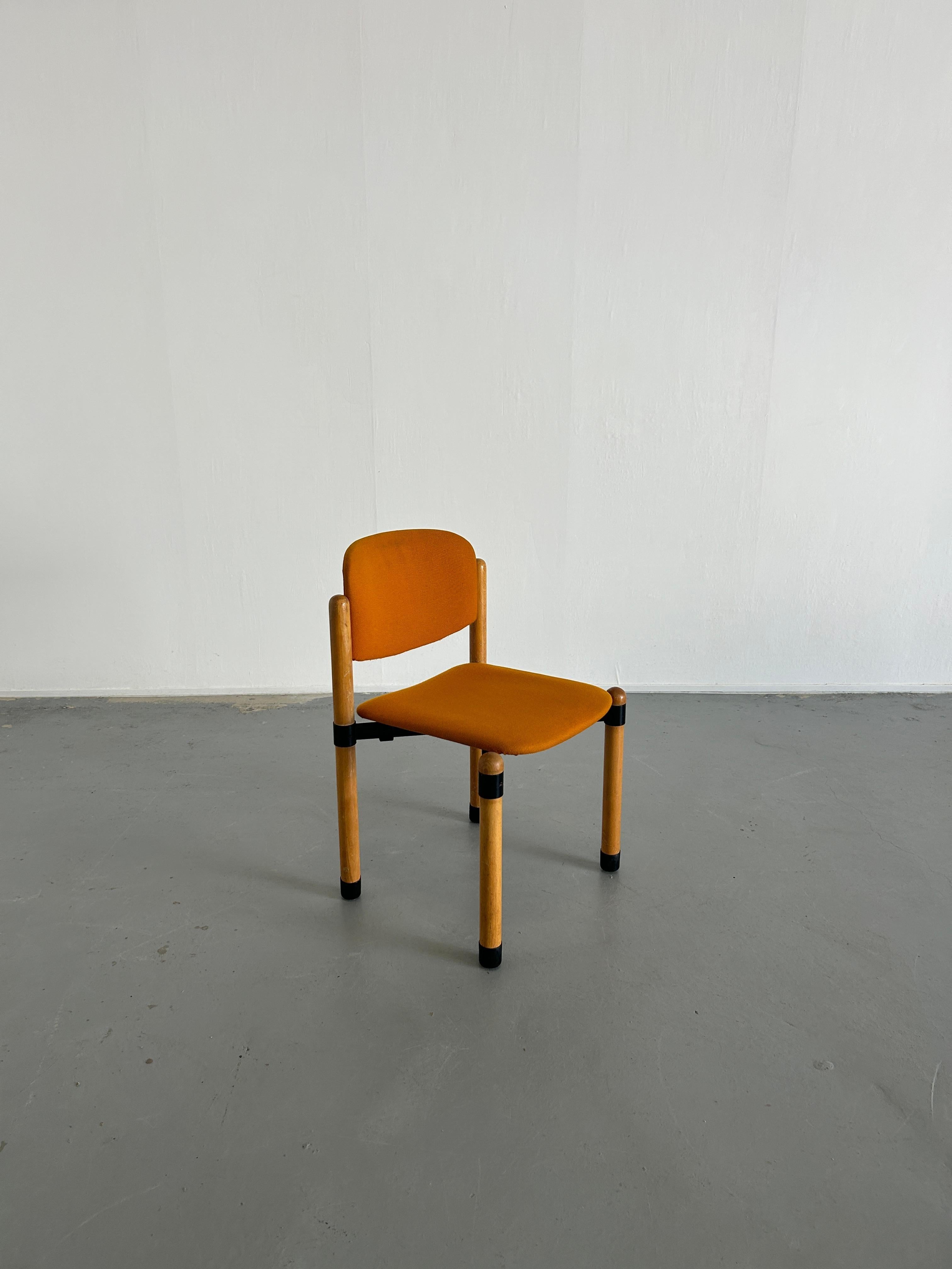 Wood 1/10 Mid Century Modern Stackable Dining Chairs by Fröscher Sitform, 70s Germany