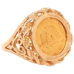 1/10 Peso Coin Ring Estate Piece in 14 Karat Yellow Gold