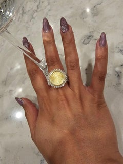 1/10OZ 22K Fine Gold American Eagle Lady Liberty Coin Ring w/ Diamond Halo