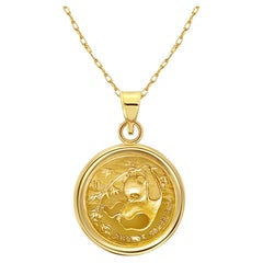1/10OZ Chinese Panda Gold Coin Bezel Necklace 14k Yellow Gold