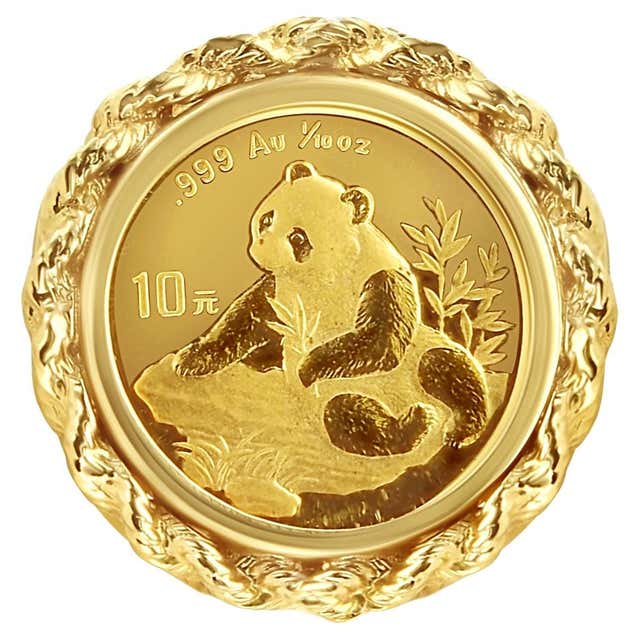 1/10OZ Chinese Panda Gold Coin with Rope Bezel Necklace For Sale at 1stDibs