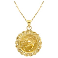1/10OZ Chinese Panda Gold Coin with Rope Bezel Necklace