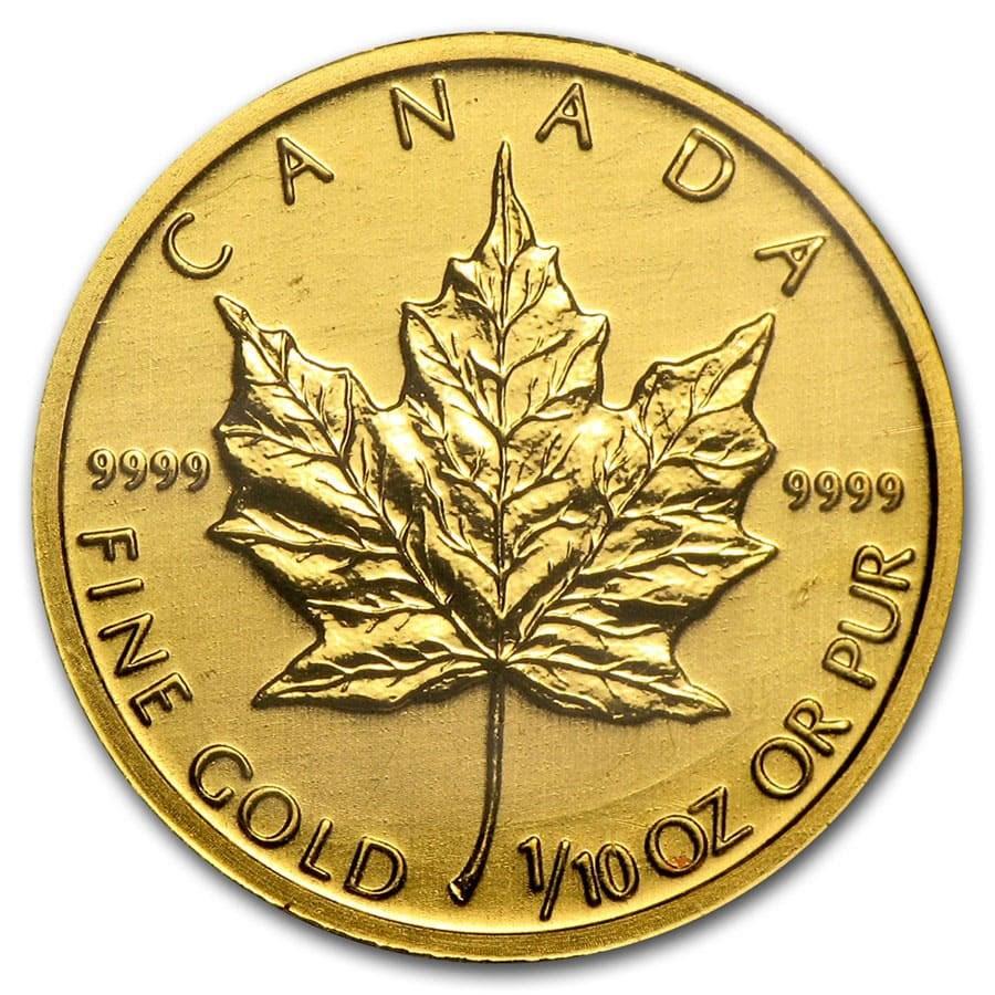 Collana di monete canadesi d'oro fino da 1/10OZ con castone a corda in vendita 1