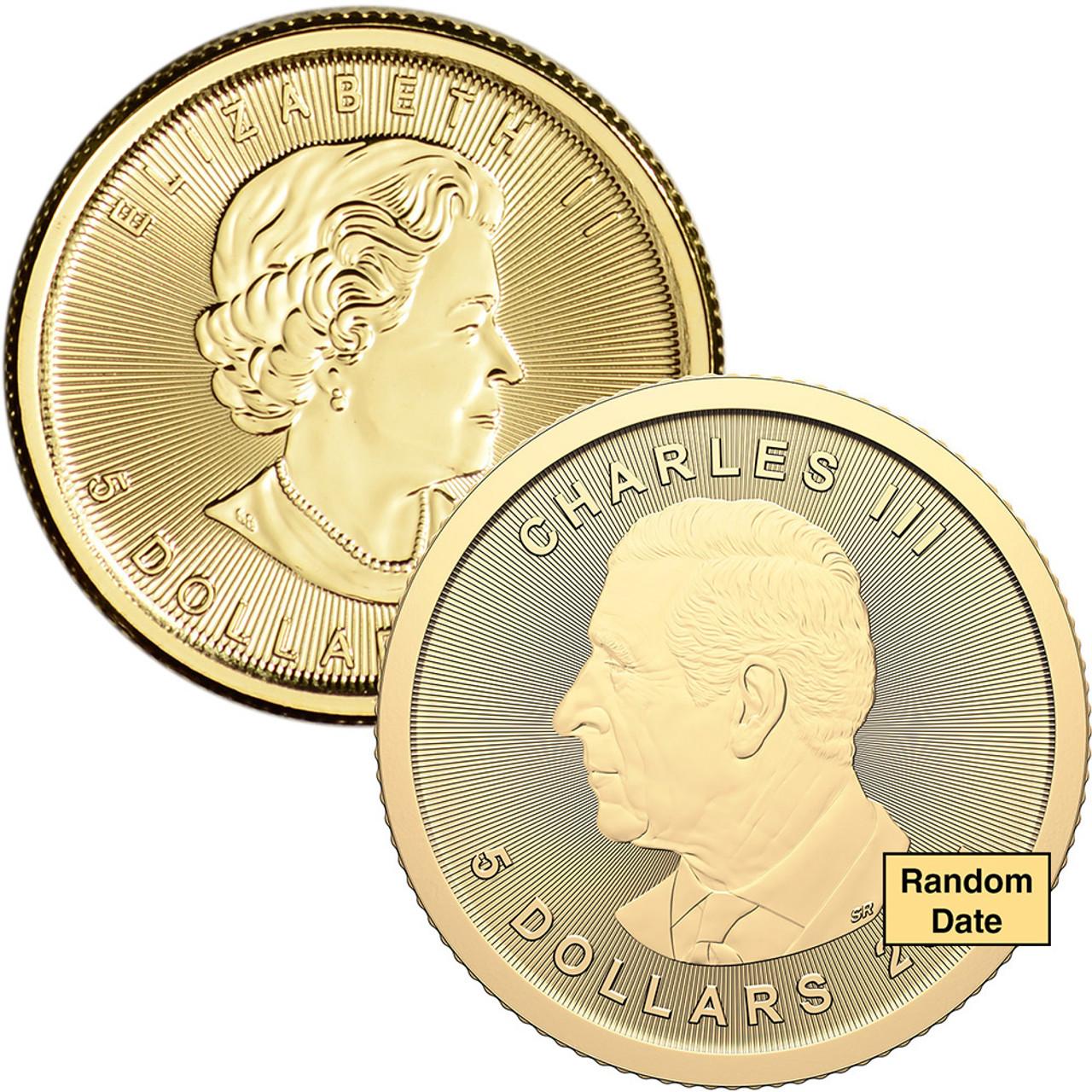 da uomo o donna Collana di monete canadesi d'oro fino da 1/10OZ con castone a corda in vendita
