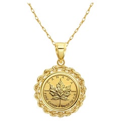 1/10OZ Feingold kanadische Ahornblattmünze-Halskette mit Seil-Lünette aus feinem Gold