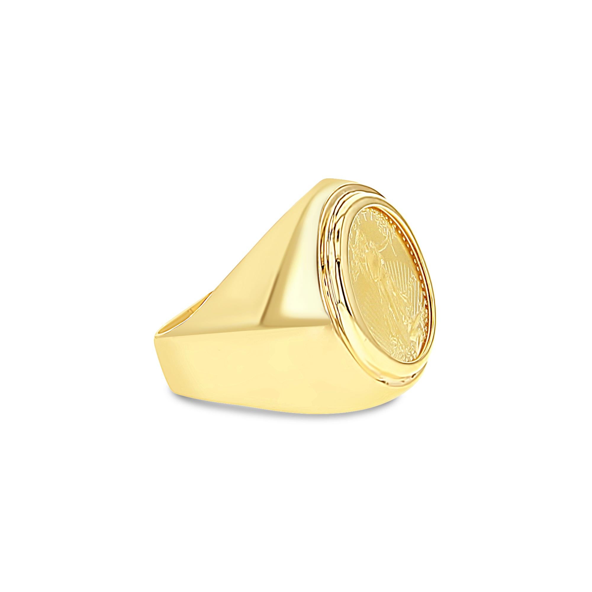 1/10OZ Lady Liberty American Eagle Coin Ring with Bark Texture In New Condition For Sale In Sugar Land, TX