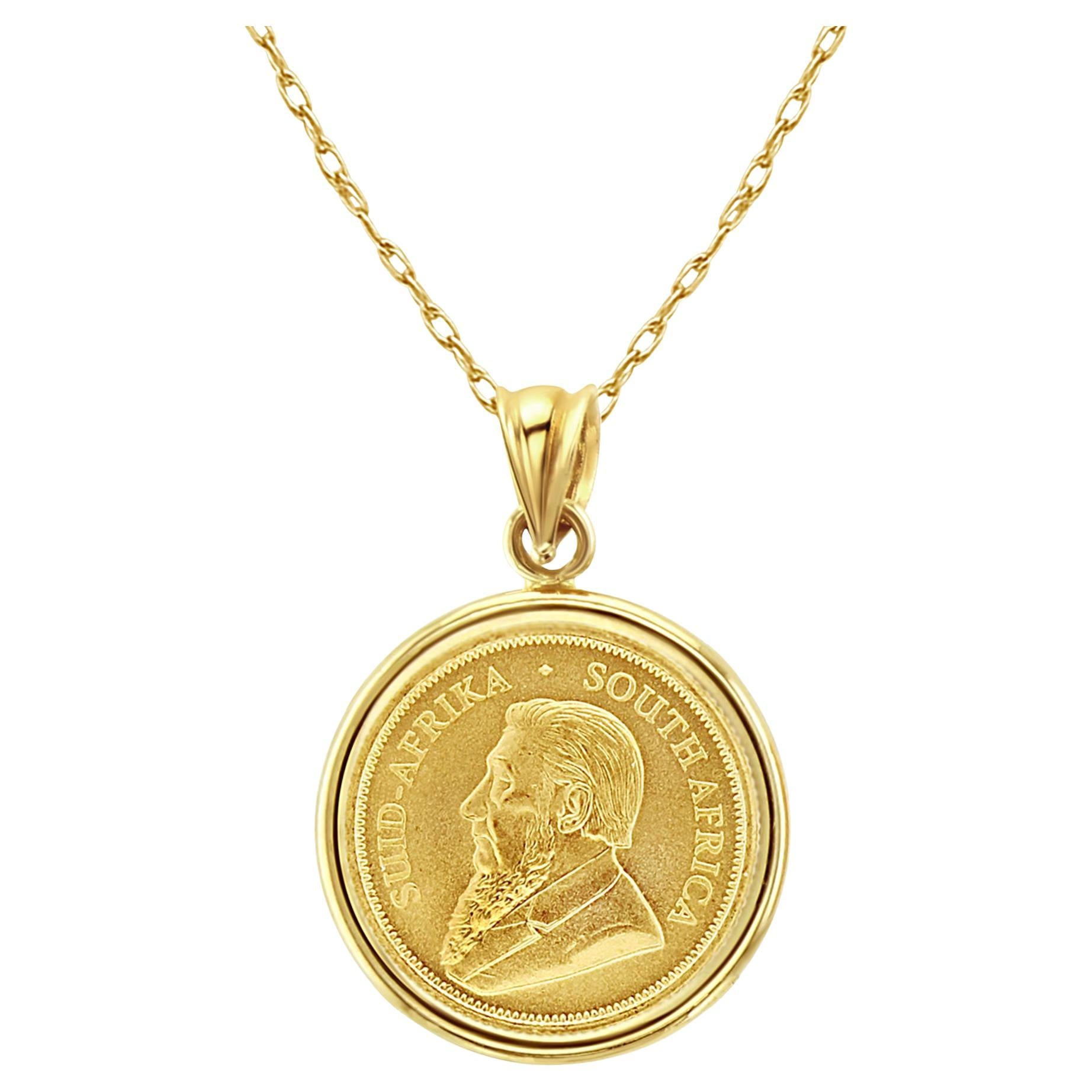 1/10OZ South African Krugerrand Gold Coin Necklace