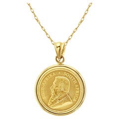 Collier de pièces de monnaie en or 1/10OZ Krugerrand d'Afrique du Sud